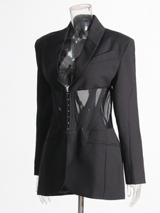 Blazer da Donna 2026 Nuovo Stile, Design Raffinato, Alta Sensibilità, Scollo a V, Monopetto, con Motivo a Lisca di Pesce, Vestibilità Slim - Product Image 4