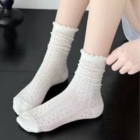 Chaussettes d'été fines en dentelle à volants pour femmes, en coton, blanches, élégantes, pour le quotidien et les occasions décontractées, vente en gros