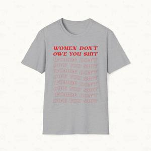 Camiseta feminista para mujer Don't Owe You Sh*t, estilo vintage, cuello redondo, manga corta, 100% algodón, corte regular, para todas las estaciones - Product Image 1