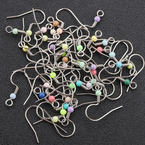 Ganchos para pendientes de acero inoxidable con cuentas y clips de resorte, colores variados, para la fabricación de pendientes, accesorios de joyería H1329 - Product Image 4