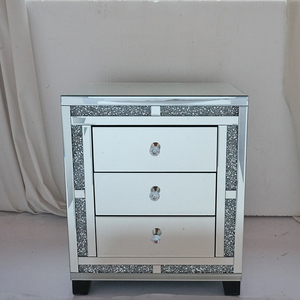 Good Quality Silver Crushed Diamond Nightstand <strong>Bedside</strong> With 3 Drawer <strong>Mirrored</strong> <strong>Bedside</strong> Table - Product Image 2