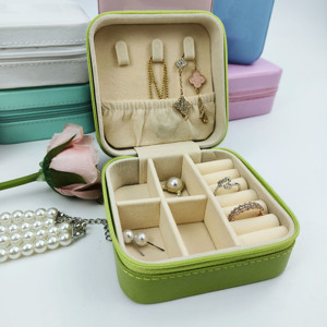 Portagioie, espositore per <span class=keywords><strong>gioielli</strong></span>, portagioie da viaggio, orecchini in pelle portatili, collana, braccialetto ad anello, scatola di imballaggio - Product Image 1