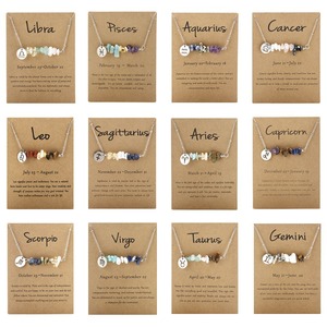 Collar de Piedras Naturales con Signos del Zodiaco para Mujer, Collar de Cristal en Bruto con Signos del Zodiaco, Joyería de Cristal con Piedras Preciosas Curativas - Product Image 2