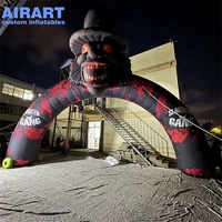 Arche gonflable géante personnalisée de clown démoniaque avec yeux lumineux LED et motifs sanglants pour Halloween