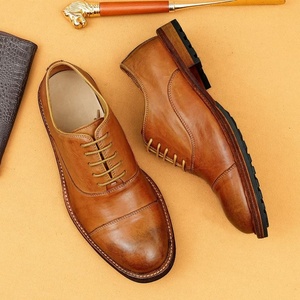 Chaussures Oxford pour homme en cuir véritable, bout carré, lacets, semelle en caoutchouc, pour le bureau, toutes saisons, antidérapantes - Product Image 2