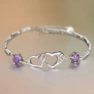 Fancy Present For Woman Heart-Shaped Crystal Chain Alloy Bracelet Crazy Party Accessories Women Tops Bracelet Jewelry