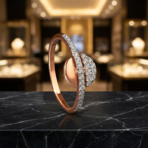 Rose Gold <b>Diamond</b> Cocktail <b>Ring</b> Round Brilliant Cut Design Women's Luxury Engagement <b>Ring</b> - Product Image 2