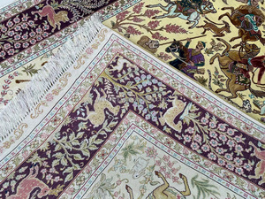 Tapiz Persa de Seda de 4'x6' con Diseño de Guerrero Arquero para Caza, Hecho a Mano con Nudos a Mano - Product Image 5