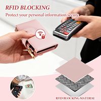 Dompet Wanita RFID Otomatis Desain Baru dengan Kantong Koin Ber-resleting, Dompet Pintar Kulit PU Logam Aluminium, Tempat Kartu