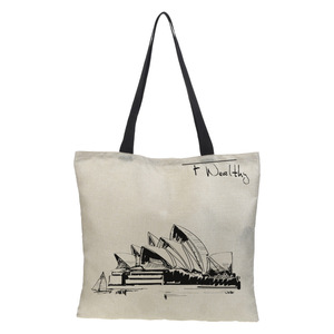 Dames sacs à provisions avec Logos <span class=keywords><strong>Paris</strong></span> Style tour imprime sac fourre-tout Shopping lin tissu beaux sacs à provisions réutilisables - Product Image 5
