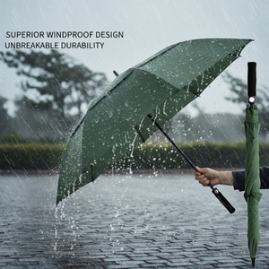 Parapluie de golf vert mousse 68 pouces, double couche, coupe-vent, imperméable, grand format, ouverture automatique, armature en fibre de verre pour hommes et femmes - Product Image 4