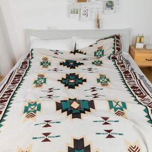 Grosir selimut lempar khusus katun poliester murah selimut tenun sublimasi dengan rumbai Jacquard - Product Image 2