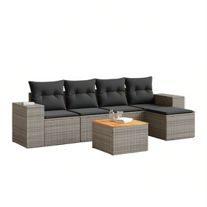 Ensemble de canapés de jardin en rotin gris 4 places, mobilier d'extérieur résistant aux intempéries, design contemporain - Product Image 1