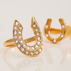 Anillo de Oro en Forma de Herradura con Diamantes Blancos de Corte Brillante Redondo, Joyería Unisex para Uso Diario - Product Image 4