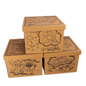 Boîte cadeau en carton ondulé rigide surprise de grande capacité pour garçon Emballage d'anniversaire vide Recyclable Brillant Laminage Estampage - Product Image 1