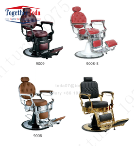 Sillón de Barbería de Lujo, Antiguo, Ajustable y Reclinable, Color Borgoña y Plateado, para Salones de Belleza y Peluquerías - Product Image 6