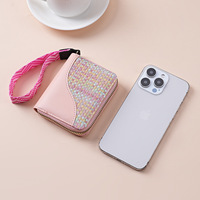 Ladies Simple Mini Cross-Border Color-Blocking Zipper Coin Purse Geometric Pattern Wallet Polyester Lining Short Wholesale