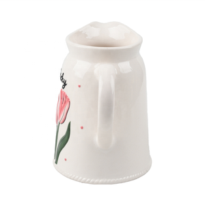 Pichet en céramique rose tulipe porte-bonheur - Motif floral décoratif, carafe à <span class=keywords><strong>lait</strong></span> et à <span class=keywords><strong>eau</strong></span> <span class=keywords><strong>pour</strong></span> la maison, vaisselle <span class=keywords><strong>de</strong></span> cuisine - Product Image 4