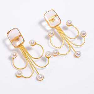 ต่างหูอัญมณีทองเหลืองแฟชั่นสำหรับผู้หญิงและผู้หญิง14K เครื่องประดับอัญมณีทองเหลืองออกแบบได้ตามต้องการส่งออก - Product Image 5