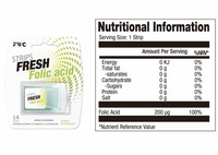 Bandes orales d'acide folique de marque de distributeur menthe poivrée menthe bonbons bouche bandes rafraîchissantes vitamine B9 pour l'immunité
