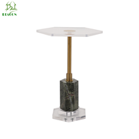 Nouveau design de mobilier de maison table basse à dessus rond et base en marbre table d'appoint en métal doré et acrylique pour le salon