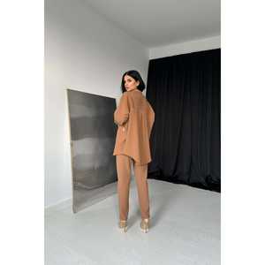 Conjunto de Camisa y Abrigo de Piel Sintética para Mujer, Estilo Minimalista, Suave, Color Visa - Product Image 1