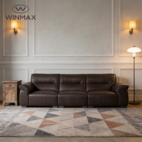 Nouveau canapé de salon WINMAX S139 moderne carré en cuir véritable trois places avec garantie d'un an pour une utilisation en hôtel et en villa