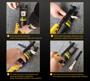 YQK 12 Tonnen Hydraulik-Crimper Crimmtool 11 Stollen Batterie-Kabel-Schlauftasche