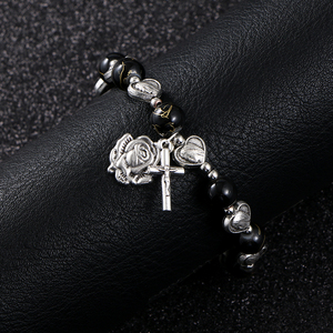 Pulsera de Rosario Hecha a Mano con Cuentas de Piedra Roja de Santa María, Cruz de Rosas, Clásica, Ajustable, Regalo de Joyería - Product Image 5