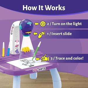 Kit <span class=keywords><strong>Proiettore</strong></span> per Disegno per Bambine con Pennarelli e Diapositive, Tavolo <span class=keywords><strong>Proiettore</strong></span> Luminoso in Plastica per Arte e Artigianato - Product Image 3