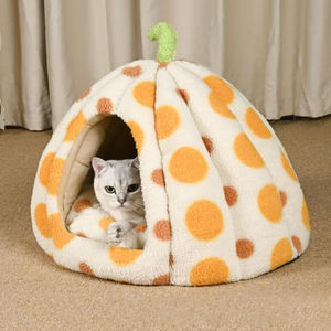 Cat <b>Nest</b> Four Seasons Universal Closed Dome Green Dots Strawberry Mongolian Yurt Cat Hideout Thickened Warm Dog House Pet - Product Image 4