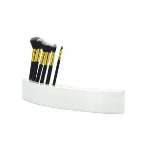 Lucite Make Up brush display Stand Cosmetic Arc Brush Holder White Acrylic make up brushes private label Organizer