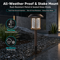 Lampe solaire LED d'extérieur pour allée de jardin, panneau 64x64mm, batterie 1.2V AA 1000mAh, métal bronze