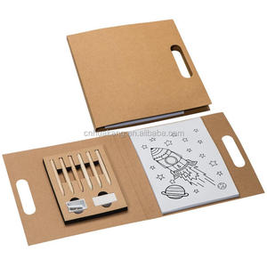 Sổ Tay Giấy Trắng Bìa Giấy Kraft Tự Nhiên Tùy Chỉnh Sổ Tay Phác Thảo Bìa A5 Dây Ràng Buộc Ngang Trắng Với 6 Cây Bút Chì Màu - Product Image 2