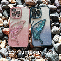 Vente chaude Tendance Papillon Liquide Quicksand Électrolytique Paillettes Téléphone Cas TPU Matériel avec OPP Sac Emballage