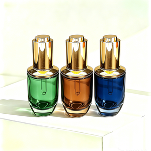 Flacon compte-gouttes en verre transparent 30ml 50ml pour huiles essentielles et soins de la peau, avec bouchon compte-gouttes à <span class=keywords><strong>bouton</strong></span>-poussoir pour crème <span class=keywords><strong>visage</strong></span> - Product Image 2