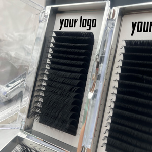 Extensions de cils classiques individuels de qualité supérieure Logo personnalisé Mat Dark Jet Volume blanc cils 25mm longueur en gros - Product Image 1