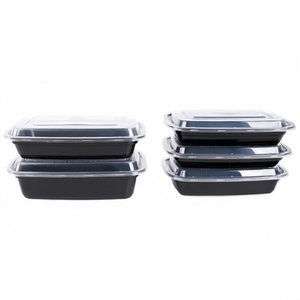 Boîte à bento jetable en plastique PP à compartiment unique, vente en gros, avec couvercle, style américain, rectangulaire noire pour sushis - Product Image 6