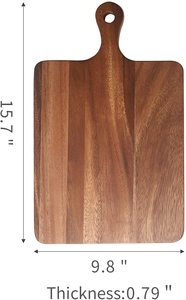 Tabla de Cortar de Madera de Acacia <span class=keywords><strong>Muso</strong></span> para Cocina, Tabla de Cortar de Madera con Asa para Colgar, Tabla Cuadrada para Pan, Pizza y Queso - Product Image 3
