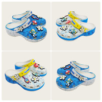 Chaussures pour femmes à talons hauts de style dessin animé, augmentant la taille, imprimées nuages Smurf, élégantes, pantoufles d'extérieur respirantes et antidérapantes