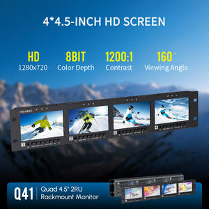 FEELWORLD Q41 Monitor de montaje en bastidor multipantalla Monitor de montaje en bastidor de vídeo profesional Quad 4,5 "2RU SDI <span class=keywords><strong>HDMI</strong></span> OEM Fábrica al por mayor - Product Image 2