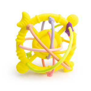 Nouvelle hochette en silicone pour enfants <span class=keywords><strong>Manhattan</strong></span> avec gel apaisant pour les dents, beige/jaune/vert, pour bébé - Product Image 4