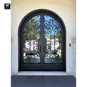 <span class=keywords><strong>Porte</strong></span> <span class=keywords><strong>d</strong></span>'<span class=keywords><strong>entrée</strong></span> française extérieure en fonte cintrée avec verre de sécurité, <span class=keywords><strong>porte</strong></span> en <span class=keywords><strong>fer</strong></span> <span class=keywords><strong>forgé</strong></span> pour maison - Product Image 4