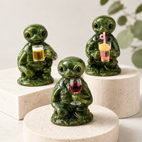 Figurine de tortue d'Halloween en serpentine naturelle, décoration animale en pierre, cadeau, ornement de fête