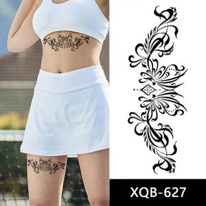 Autocollants de tatouage temporaire imperméables multifonctions personnalisés à fleurs noires sexy de la <span class=keywords><strong>série</strong></span> XQB, papier pour le corps et le visage - Product Image 2