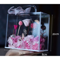 Boîte cadeau transparente en acrylique imprimée UV moderne, pour la Saint-Valentin Qixi, la demande en mariage, les fleurs éternelles, les anniversaires et les confessions