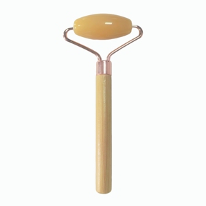 Custom Logo Yellow Glass <b>Roller</b> Ball Beauty Tool Long Bamboo Handle, Professional Spa Massager for Skin Care - Product Image 6