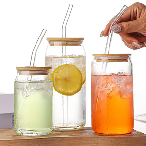 <span class=keywords><strong>Verres</strong></span> à boire réutilisables au design nordique avec couvercles en bambou et pailles en verre - Lavables au lave-vaisselle - <span class=keywords><strong>Verres</strong></span> pour café glacé, thé et bière - Product Image 1