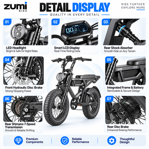 Vélo électrique Zumi OEM ODM à pneus larges, freins hydrauliques 20x5, idéal pour la neige, la plage et les sentiers de montagne, fournisseur en gros G01 - Product Image 3