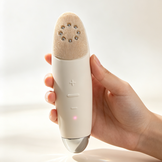 OEM ODM Triple Vibration EMS Facial Cleansing Brush Device Rechargeable Waterproof Soft Silicone Face Scrubber for Skin Care